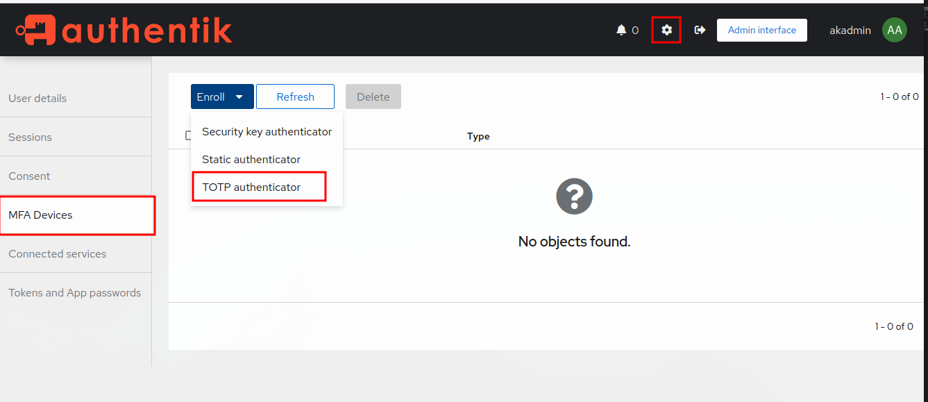 Authentik Admin Add MFA