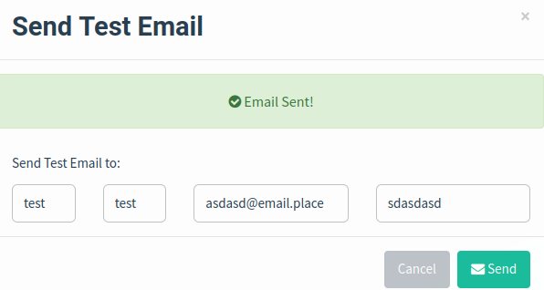 Gophish MailHog Send Test Email